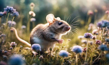 Sweet mouse in flower field wallpaper animal