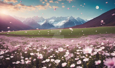 Magical pink pastel valley wallpaper nature