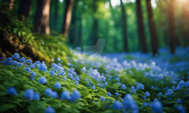 Blue flowers in the forest wallpaper nature