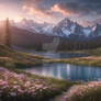 Valley with flowers nature wallpaper mountains