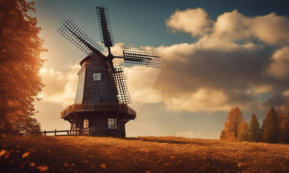 Windmill in autumn wallpaper nature