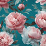 Floral pattern blue aqua pink coral peonies wallpa