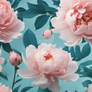 Floral pattern blue aqua pink coral peonies wallpa