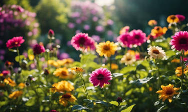 Beautiful Garden Full Of Bright Flowers Wallpaper