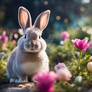 sweet bunny in nature flowers HD wallpaper rabbit