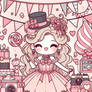 chibified girl at party pinks sweet pastel cute