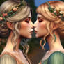 two girls kiss digital art cute romance romantic l