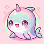 cute chibified dolphin sweet pastel colors