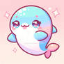 cute chibified dolphin sweet pastel colors