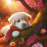 sweet puppy in a tree dog digital art