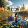 duck in a pond digital art cute bird