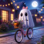 sweet ghost on a bicycle cgi digital art