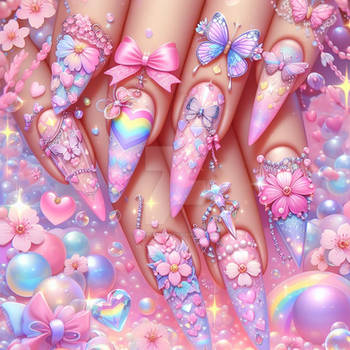 manicure kawaii sweet cute digital art nails decor