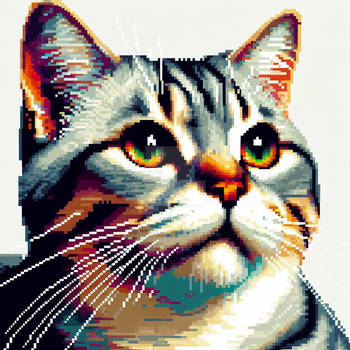 sweet portrait of cat pixelated model digital art