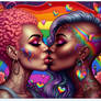 girls kissing digital art