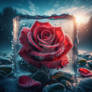 frozen rose in nature digital art