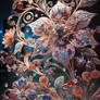 detailed flower, petals made of precious gems