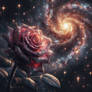 black rose galaxy flower digital art