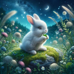 gorgeous rabbit in moonlight nature digital art