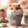 hamster in flower pot chibified