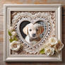 framed lace picture of a dog digital art