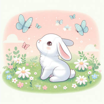 chibified cute bunny  in meadow