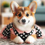 cute corgi in polka dot dress dog