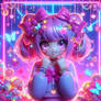 gorgeous neon girl portrait kawaii decorated paste