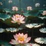 lotus pond is filled with cloudy milky nectar