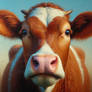 sweet cow portrait closeup oil painting
