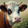 sweet cow portrait closeup oil painting