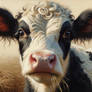 sweet cow portrait closeup oil painting