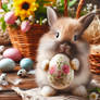 easter bunny holds an egg