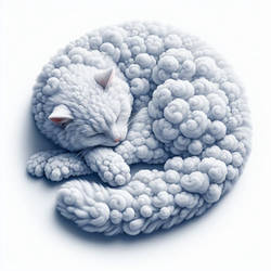 fluffy white cat made of clouds