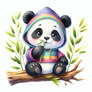 sweet panda in hoodie chibified cartoon