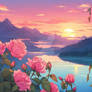 wallpaper pink lake nature digital art HD