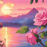 wallpaper pink lake nature digital art HD