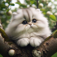 small kitten cat in a tree digital art