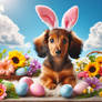 dachshund easter bunny digital art puppy dog