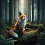 fox in forest digital art animal