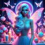 fairy portrait in neon girly lady 3D HD