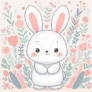 bunny rabbit in flowers drawing cute