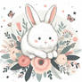 cute rabbit bunny flowers cartoon