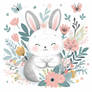 cute rabbit bunny flowers cartoon