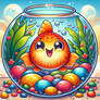 goldfish chibified in fishbowl animal pet