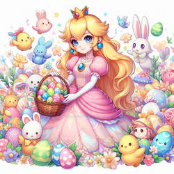 princess peach easter egg hunt cute digital art