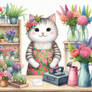 cat florist watercolor sweet