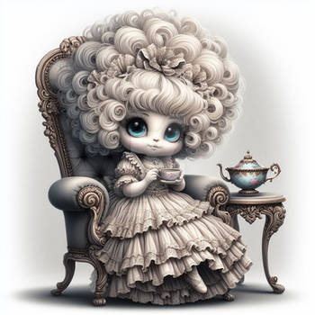 oldschool doll with curly hair puffy