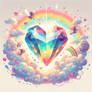 crystal heart rainbow digital art