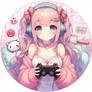 gamer girl anime profile photo circled white backg